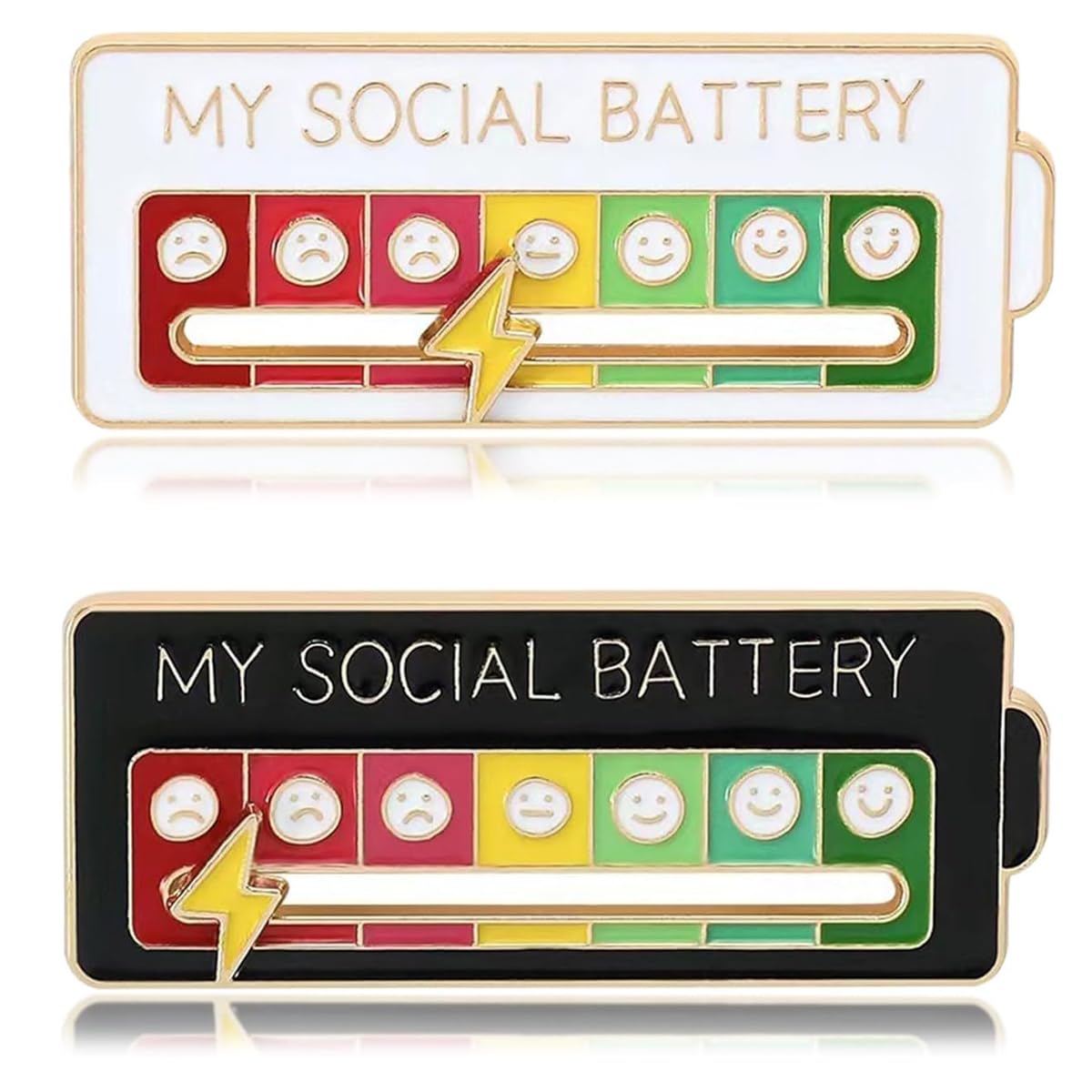 SANNIDHI 2Pcs Social Battery Lapel Pin for Men Women, Fun Enamel Brooch for Women, 7 Days A Week Emotional Pins, Color Energy Indicator Bar Brooch for Clothing, Hat, DIY Crafts SANNIDHI 2Pcs Social Battery Lapel Pin for Men Women, Fun Enamel Brooch for Women, 7 Days A Week Emotional Pins, Color Energy Indicator Bar Brooch for Clothing, Hat, DIY Crafts